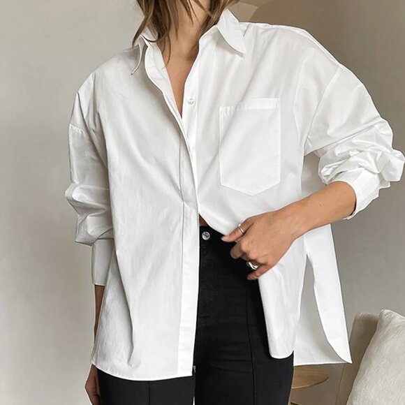 NWT Classic White Oversized Button-Down Shirt | Timeless Wardrobe Staple XS - Picture 1 of 9